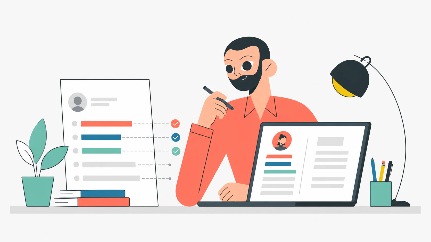 Editor de currículum con oferta de trabajo y palabras clave destacadas